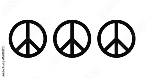 Three black peace symbol icons in a row design