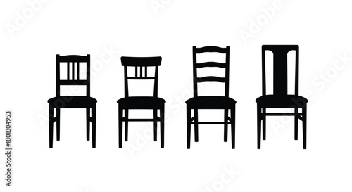 Four chairs of different designs, furniture concept