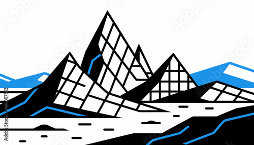 Iceberg illustration, minimal modern design, icy landscape