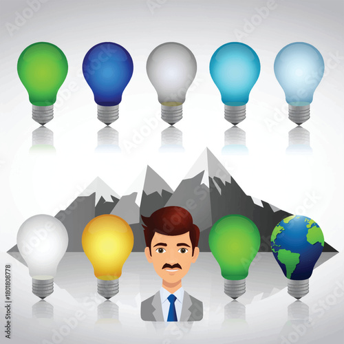 Lightbulbs and icons representing innovation