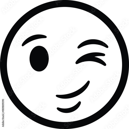 Winking face emoji vector illustration for social media and messaging eps silhouette