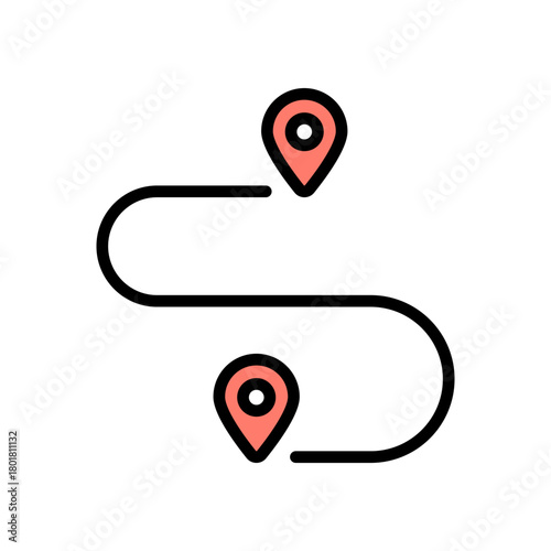 Map pointer color icon. Taxi, car sharing or rental car location. Vector illustration.