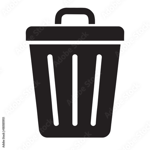 Black Silhouette of a Trash Can Icon garbage waste
