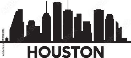 Houston texas city skyline silhouette black vector illustration landmark cityscape panorama clean simple graphic
