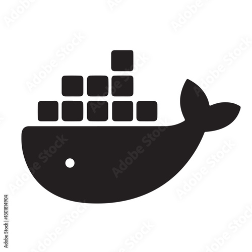 Docker Whale Logo With Cargo Containers Keywords: docker, whale, logo, icon, symbol, technology