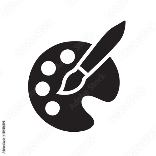 Artist Paint Palette and Brush Icon painting