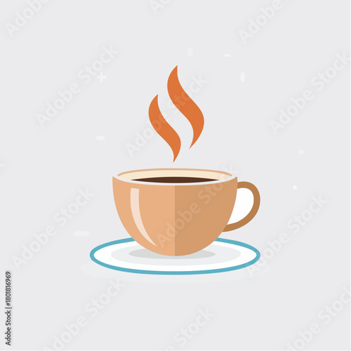 Tasse de café fumante, isolé sur un fond clair, stylisé