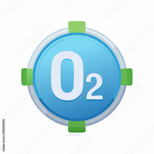 Symbole de l'oxygène, O2, isolé sur fond blanc  