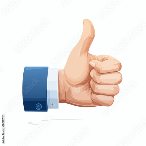 signe de la main avec un pouce levé, costume, isolé sur fond blanc, positif, accord, entente ,approbation 