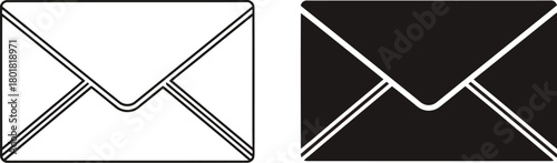Vector illustration of black and white envelope icons isolated on