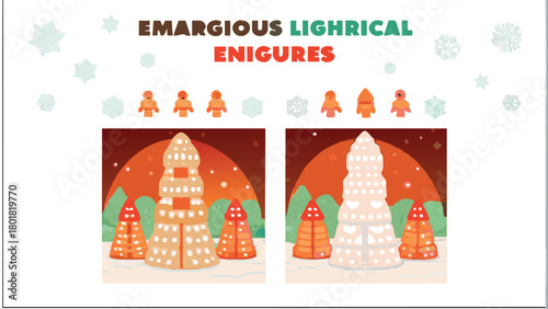 Enchanting winter scene featuring colossal luminous ice sculptures casting a magical glow perfect for festive holiday designs and seasonal celebrations