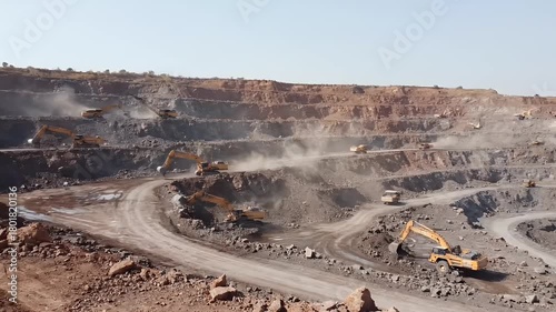 Open-Pit Mining Operation: Excavation and Resource Extraction
