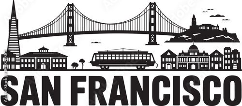 San francisco california skyline silhouette cityscape landmark travel tourism vector illustration
