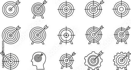 Vector illustration of target icons and symbols isolated on