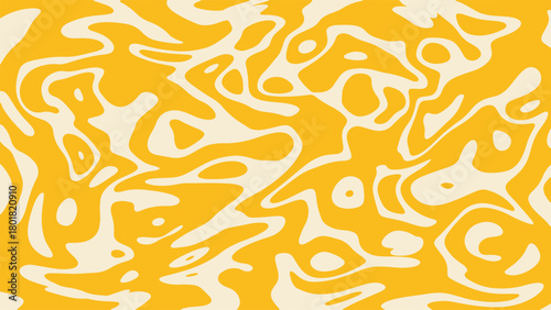 Abstract organic swirl pattern in yellow and cream