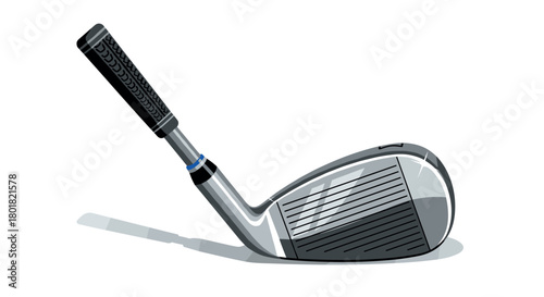 Realistic golf club design with detailed head and grip on white background