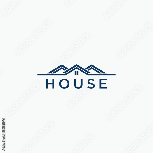 three roofs logo design template, building logo concept