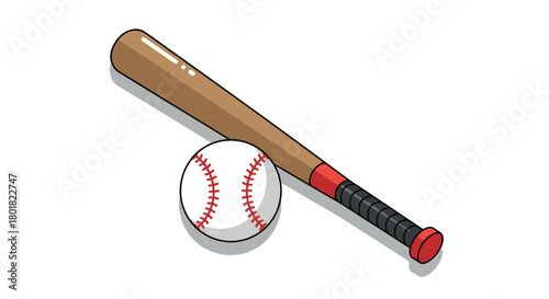 Colorful baseball bat and ball: modern design with playful appeal