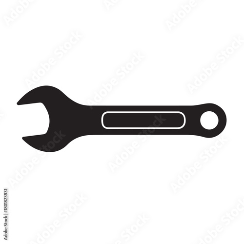 Black Silhouette of an Open- End Wrench with a Box End
