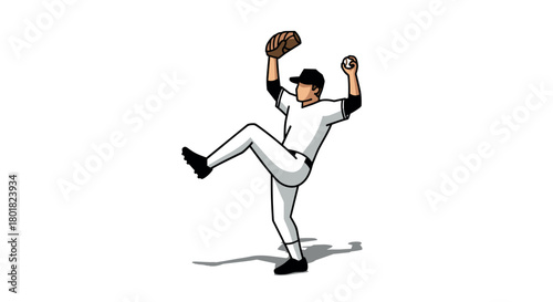 Pitcher in action: dynamic baseball player preparing to throw