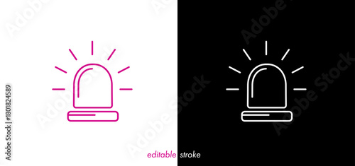 Editable stroke abstract line art siren icon vector graphic. Abstract line art medical emergency, patient trasportation icon to use for medical science, hospital, medical emergency project.