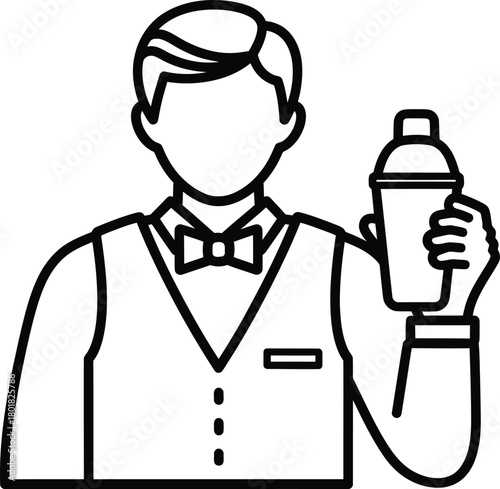Bartender icon professional cocktail maker shaker outline vector image eps silhouette