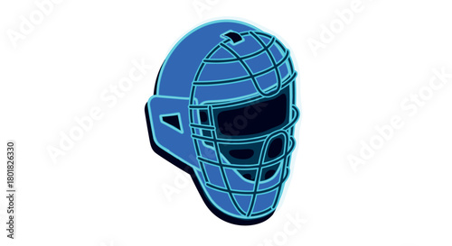 Neon glow catcher's mask on white background