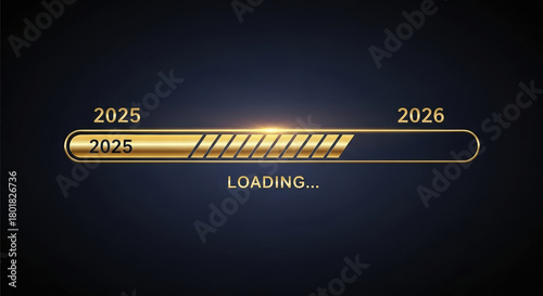 2025 to 2026 loading bar representing happy new year transition, a seasonal concept for progress and future expectations