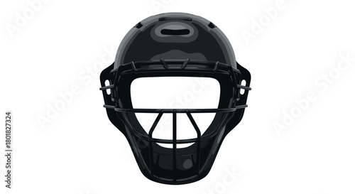 Black catcher's mask on white background for baseball equipment design