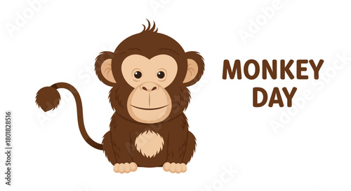 Celebrate Monkey Day Fun Vector Illustration of a Cute Cartoon Monkey