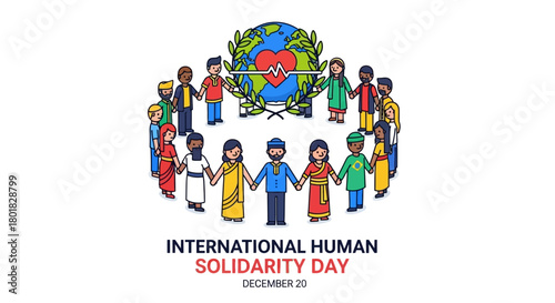 International Human Solidarity Day, unity of diverse people forming a circle