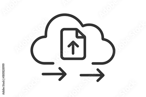 Cloud storage data transfer icon for upload and synchronization process