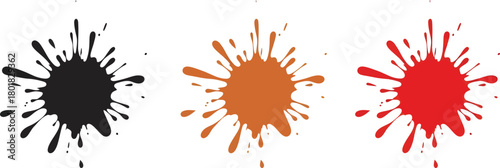 Paint splatter vector illustration black orange red ink stain isolated eps silhouette