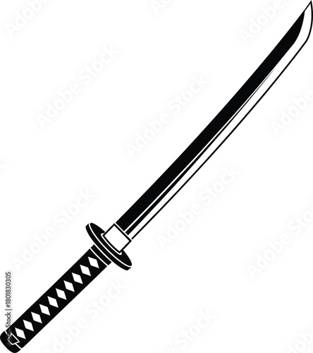 Isolated katana sword vector illustration japanese samurai weapon design eps silhouette