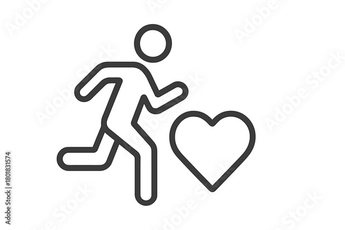 Person running next to a heart shape symbolizing cardio fitness and wellness