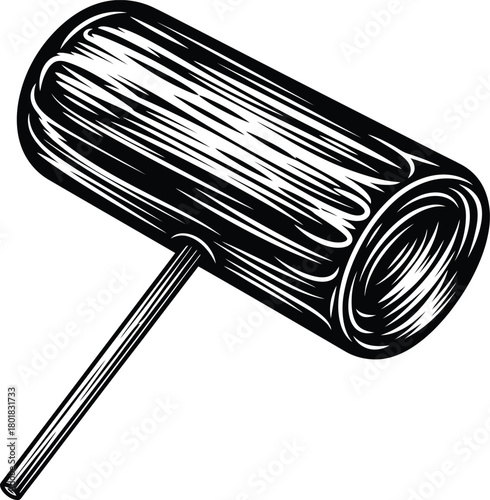 Vector illustration of a wooden mallet hammer tool for woodworking eps silhouette