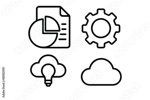 Line symbols for business data analysis settings cloud computing and creative idea