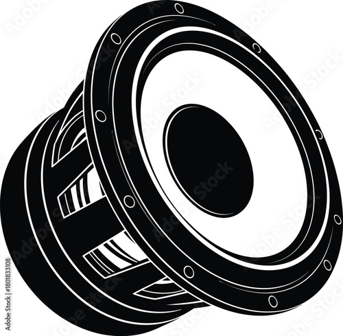 Isolated subwoofer speaker audio equipment vector illustration design eps silhouette