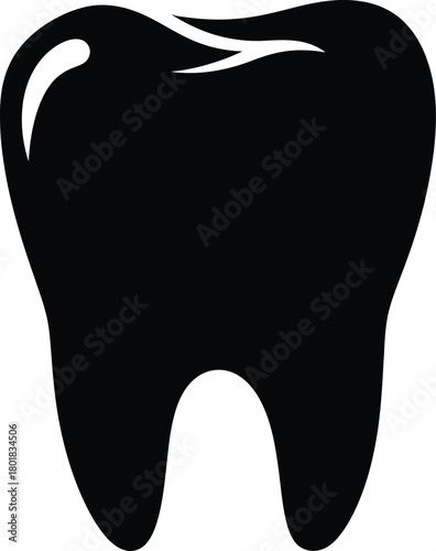 Black tooth vector illustration dental care oral hygiene dentist design eps silhouette