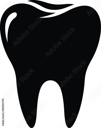 Black tooth vector illustration for dental care and oral hygiene concept eps silhouette