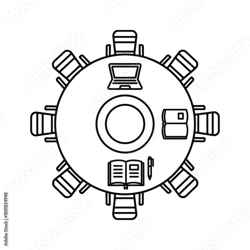 Outline icon of a conference badge and event pass with lanyard, ideal for business meetings, seminars, and expos.