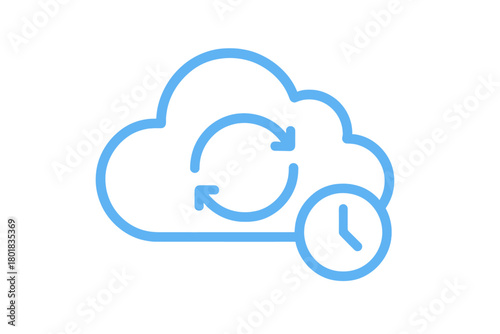 Cloud storage data synchronization backup history icon for digital technology services