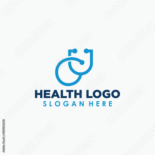 stethoscope simple logo design template, medical icon concept