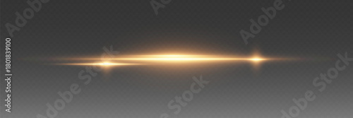 Golden line flash effect. On a transparent background.