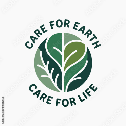 Care for earth and life leaves emblem design