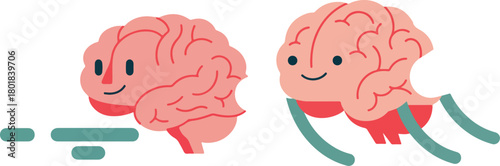 Brain Escaping Burnout With Wings Whimsical Flat Vector Illustration