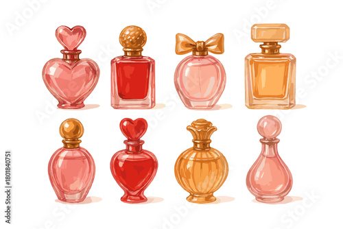 Heart arrow icon set. Heart arrow vector set. Collection of stylized hearts pierced with arrows in red, pink and gold. Design for card, invitation, banner, sticker. Valentine day.