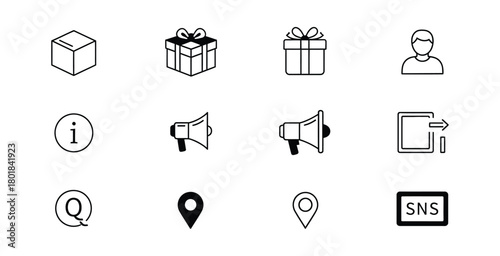Collection of hand drawn doodle icons representing e commerce shipping and communication services