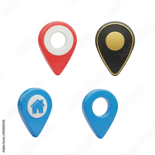 Free Download Four location pointers isolated on transparent background - GFXLoad