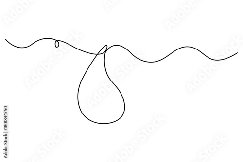 Minimal continuous line drawing of a single water droplet, clean eco rain icon for purity and freshness concept
